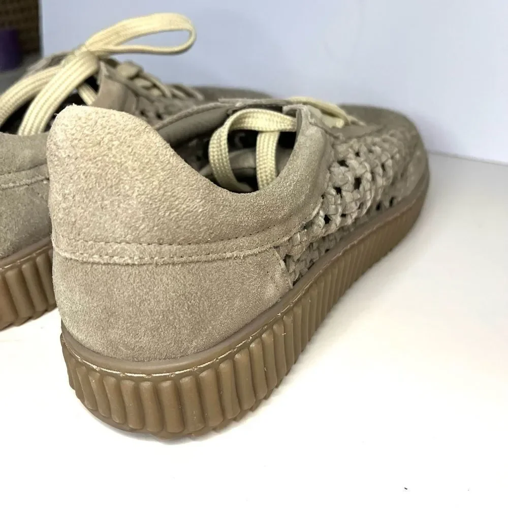 Free People Wimberley Woven Soft Suede Sneaker‎ Moonrock 11 NIB